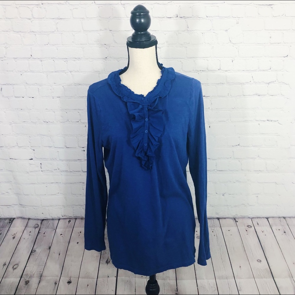 LOFT Royal Blue Long-sleeve Shirt Size XL